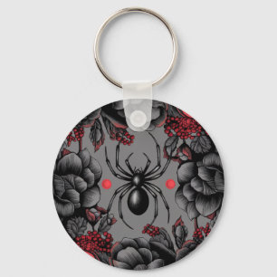 Spider Floral design Gothic style Keychain