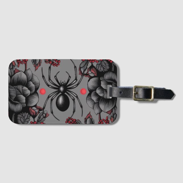 Spider Floral design Gothic style  Luggage Tag (Front Horizontal)