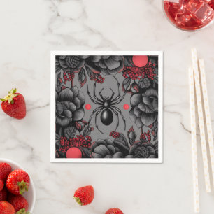 Spider Floral design Gothic style  Napkins