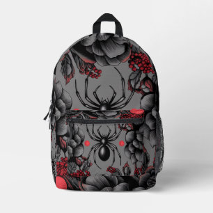 Spider Floral design Gothic style Printed Backpack