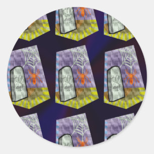 Spider from the Web and a RIP Marker Pattern Classic Round Sticker