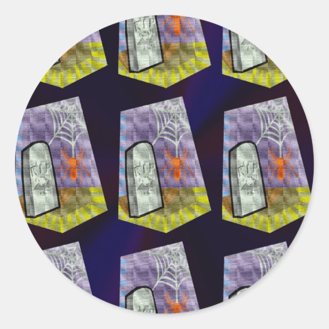 Spider from the Web and a RIP Marker Pattern Classic Round Sticker (Front)