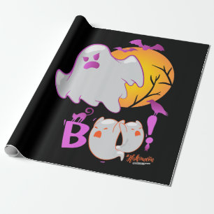 Spider Gift Boo Ghost Bats Spider Creepy Halloween Wrapping Paper