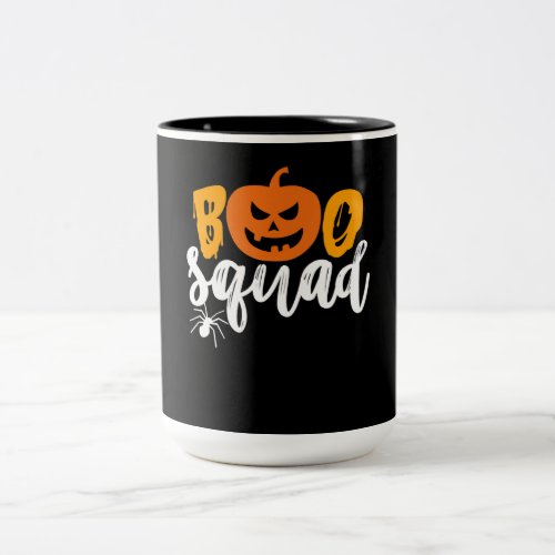 Spider Gift  Boo Squad _ Pumpkin Spider Halloween Two_Tone Coffee Mug