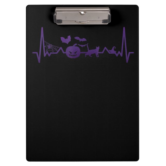 Spider Gift | Funny Heartbeat Line Halloween Clipboard (Front)