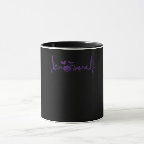 Spider Gift  Funny Heartbeat Line Halloween Mug