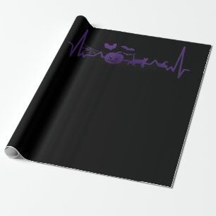 Spider Gift   Funny Heartbeat Line Halloween Wrapping Paper