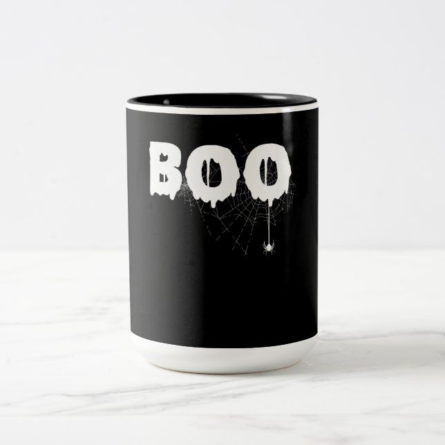 Spider Gift | Halloween Funny Scary Little Spider Two-Tone Coffee Mug (Center)