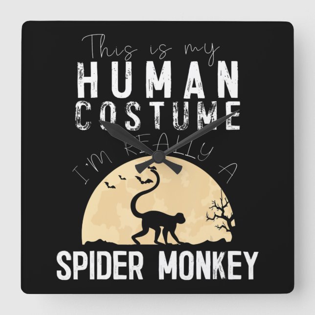 Spider Gift | Halloween Human Costume Spider Square Wall Clock (Front)