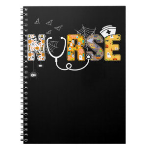 Spider Gift Halloween Nurse With Pumpkin Spider Notebook