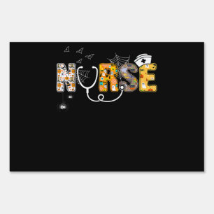 Spider Gift Halloween Nurse With Pumpkin Spider Sign