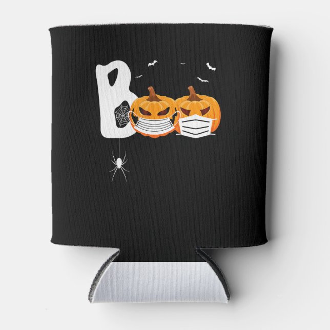 Spider Gift | Halloween Pumpkins Wearing Mask Spi Can Cooler (Front)