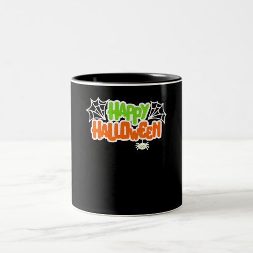 Spider Gift  Happy Halloween Colorful Cute Spider Two_Tone Coffee Mug