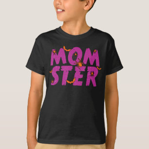 Spider Gift MOMSTER Spider Net And Bat Halloween T-Shirt