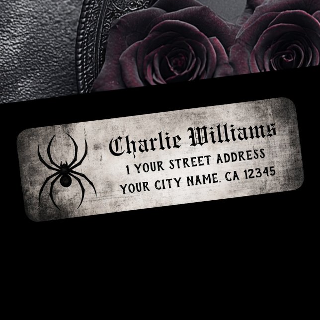 Spider gritty grunge Halloween return address Label (Spider gritty grunge Halloween return address Label)