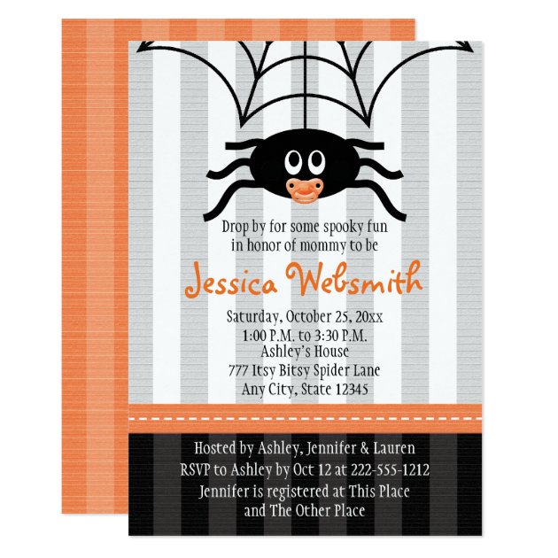 Spider Halloween Baby Shower Invitations