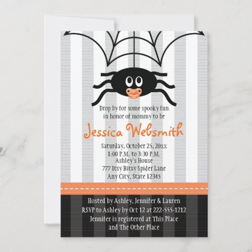 Spider Halloween Baby Shower Invitations