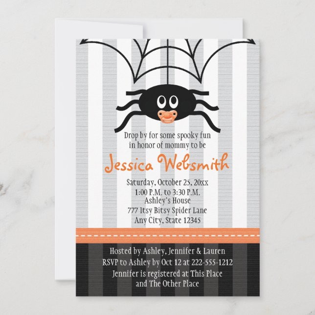 Spider Halloween Baby Shower Invitations (Front)