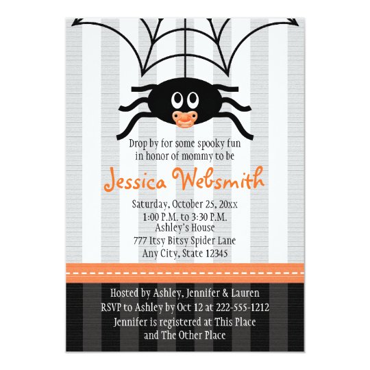 Spider Halloween Baby Shower Invitations Zazzle Com Spider Halloween Baby Shower Invitations Zazzle Com