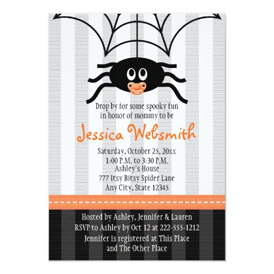 Spider Halloween Baby Shower Invitations | Zazzle.com