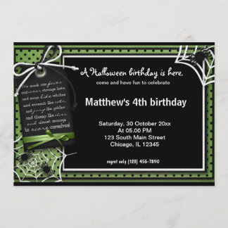 Spider Halloween Birthday Invitation