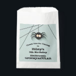 Spider Halloween Birthday Party  Favor Bag<br><div class="desc">A creepy black spider hanging from his web,  these party favor bags are fun for Halloween birthday party treat bags for any age,  just change the wording to fit your occasion. MATCHING items in our store.</div>