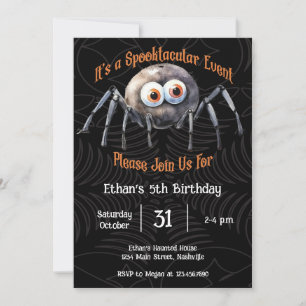 Spider Halloween Birthday Party  Invitation