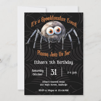 Spider Halloween Birthday Party Invitation