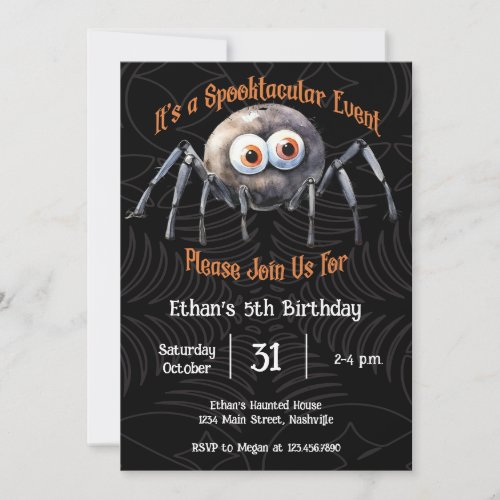 Spider Halloween Birthday Party  Invitation
