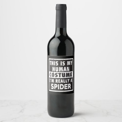 Spider Halloween Costume Funny Spider Costume Gift Wine Label