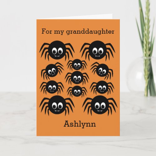 Spider Halloween Granddaughter Card