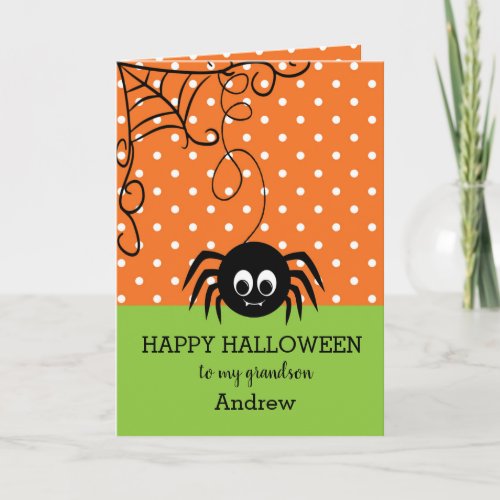 Spider Halloween Grandson Card