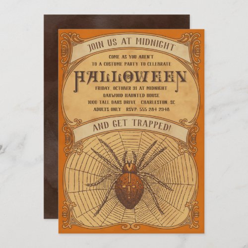 Spider Halloween Party Invitation for Adults