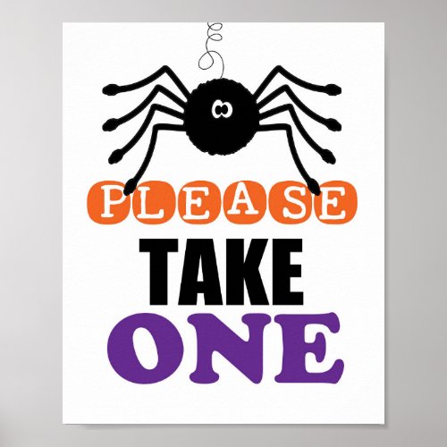 Spider Halloween Please Take One Poster