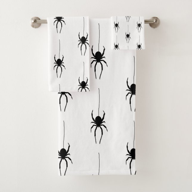 Spider Halloween Spooky Pattern Bath Towel Set (Insitu)