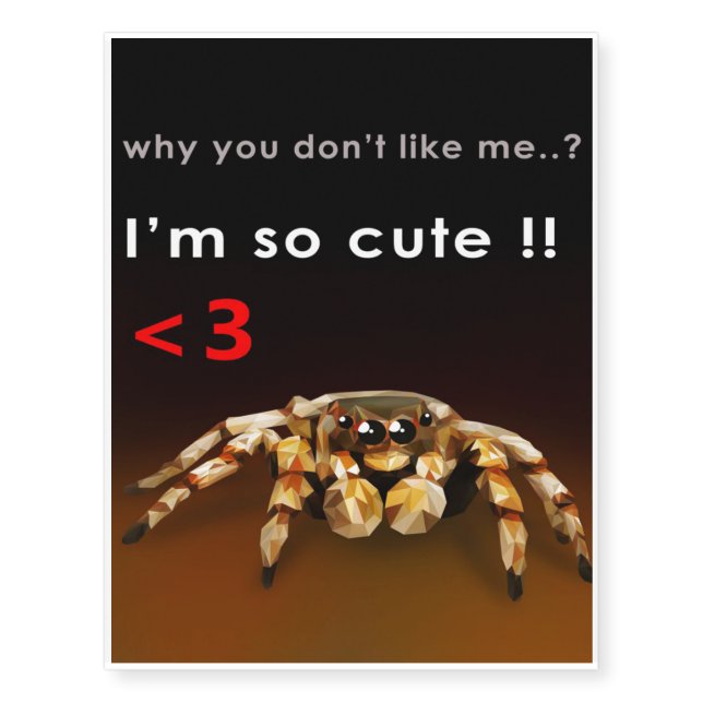 Spider I'm So Cute | Spider Lover Gift Temporary Tattoos (Front)