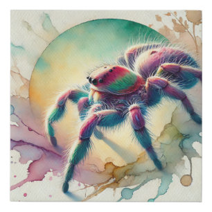 Spider in a tranquil forest 151024AREF120 - Waterc Faux Canvas Print