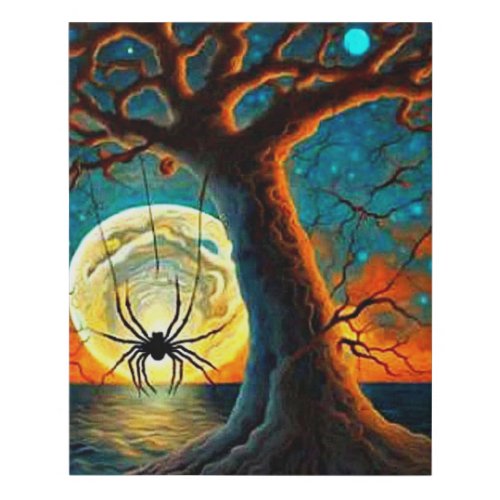 Spider in moonlight faux canvas print