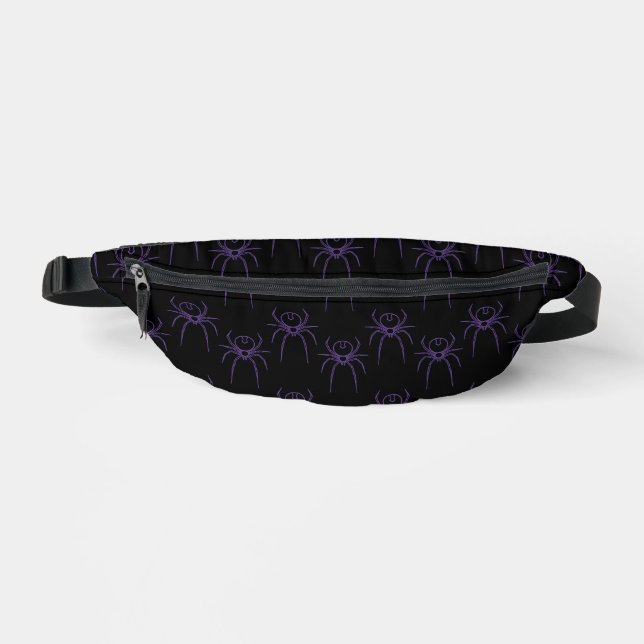 Spider in Purple and Black Fanny Pack (Front)