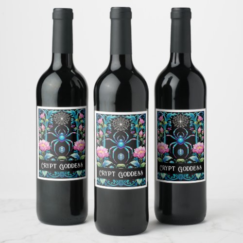 Spider in the Flower Garden Goth Style Wine Label