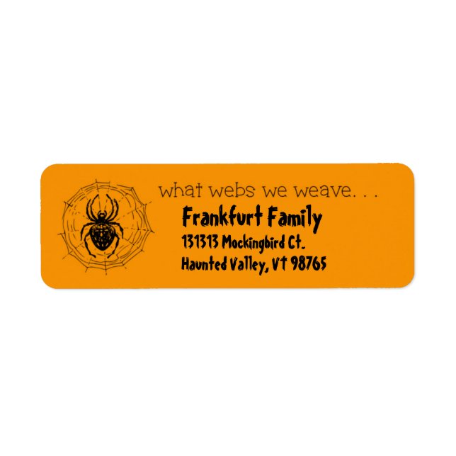 Spider in Web Remarks What Webs We Weave Label (Front)