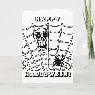 Spider in Web with Skull Card