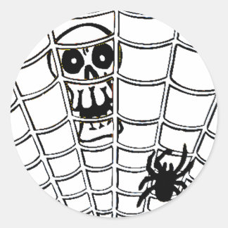 Spider in Web with Skull Classic Round Sticker