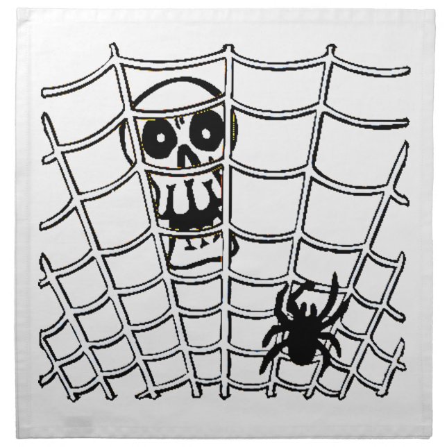 Spider in Web with Skull Halloween Napkin (Front)