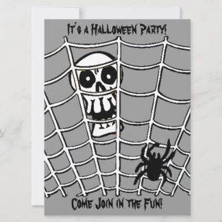 Spider in Web with Skull  Invitation