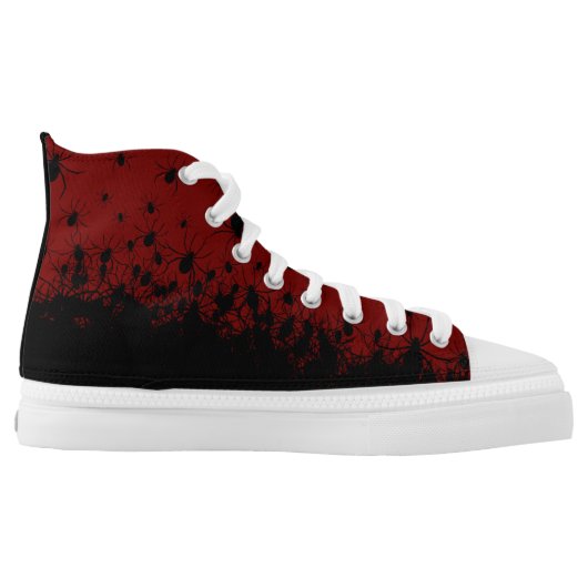 Spider infested creepy goth blood red high tops (Left Shoe Inside)