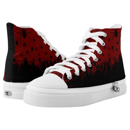 Spider infested creepy goth blood red high tops (Pair)