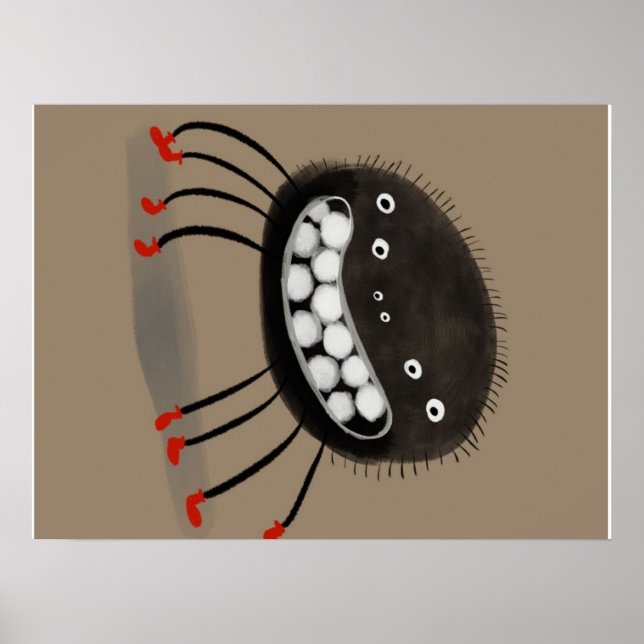 Spider Lovers Gift | A Smiling Spider Monster Poster (Front)