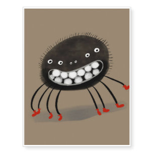 Spider Lovers Gift   A Smiling Spider Monster Temporary Tattoos