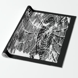 Spider Lovers   Tangled Halloween Spider Web White Wrapping Paper